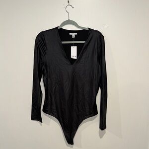 Bar III Sleek Black V-Neck Bodysuit